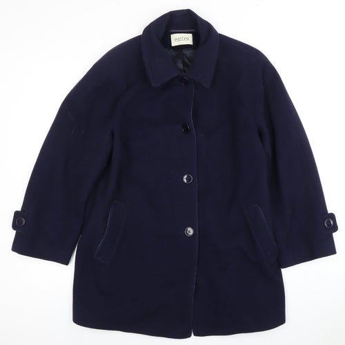 Eastex Women's Blue Velvet Wool Cashmere Mid-Length Coat