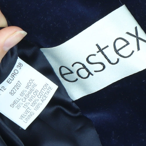 Eastex Women's Blue Velvet Wool Cashmere Mid-Length Coat