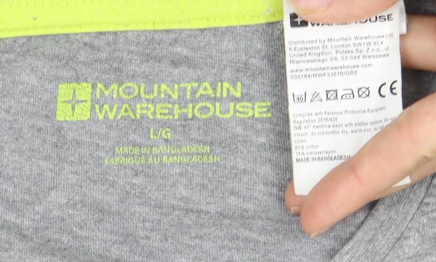 Mountain Warehouse Men's Grey Outdoor T-Shirt, L