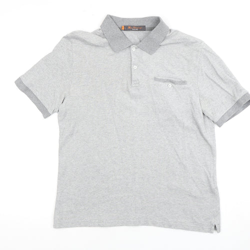Ben Sherman Men's Grey Cotton Polo Shirt Size M
