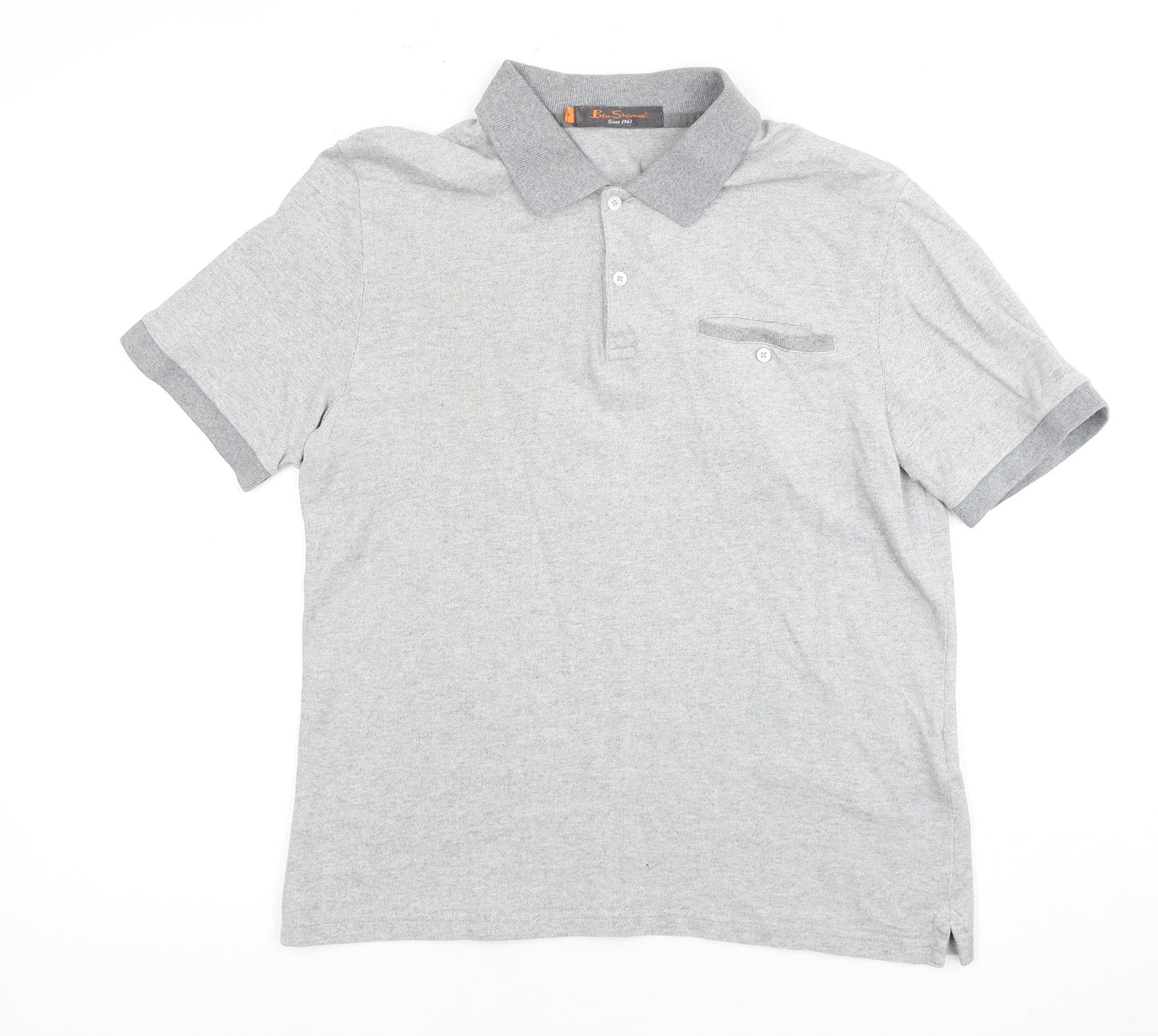 Ben Sherman Men's Grey Cotton Polo Shirt Size M