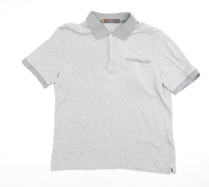 Ben Sherman Men's Grey Cotton Polo Shirt Size M