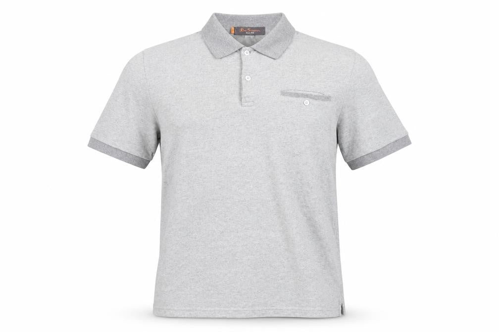 Ben Sherman Men's Grey Cotton Polo Shirt Size M