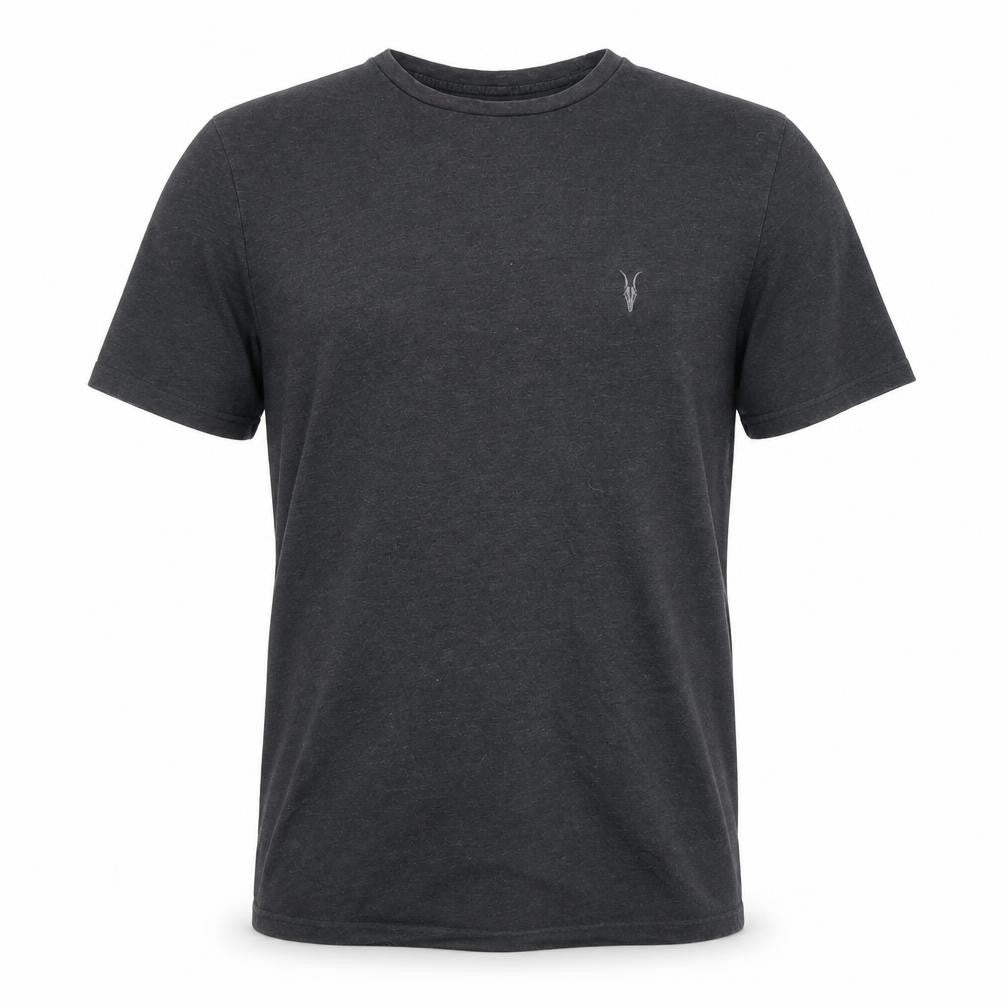 Front view of AllSaints Men's Black Crew Neck T-Shirt, size S