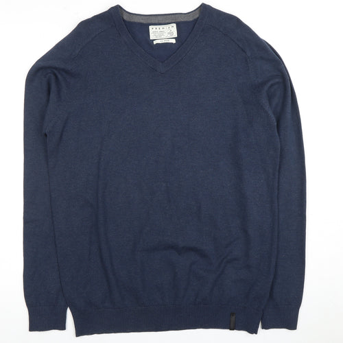 Jack & Jones Men's Blue V-Neck Pullover Jumper - Size M