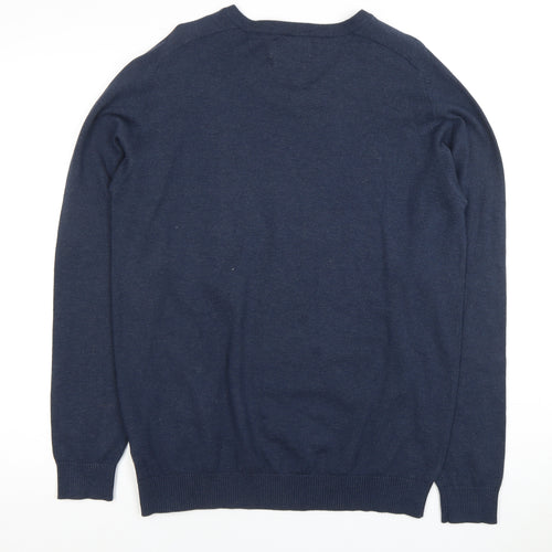 Jack & Jones Men's Blue V-Neck Pullover Jumper - Size M