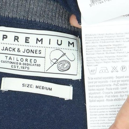 Jack & Jones Men's Blue V-Neck Pullover Jumper - Size M