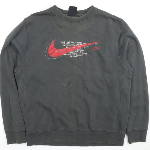 Nike Men's Grey S Logo Pullover Sweatshirt