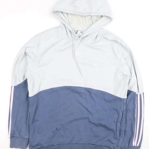 Adidas Unisex Blue Pullover Hoodie, Size M, Colourblock