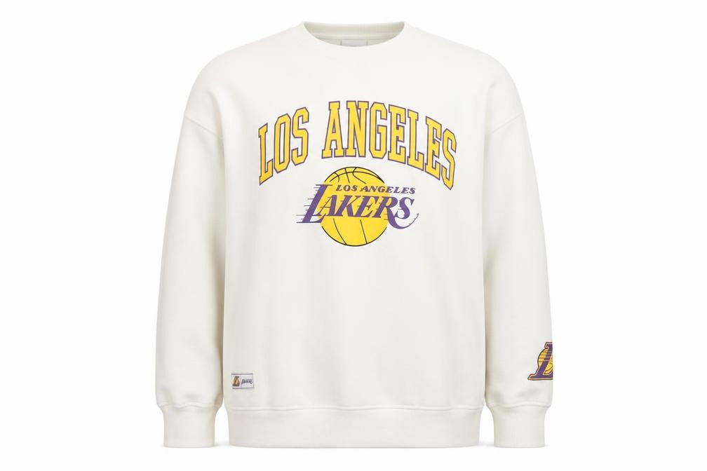 Front view of NBA unisex adults white pullover sweatshirt l