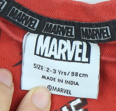Marvel Spider-Man Boys Red T-Shirt 2-3 Years Superhero Graphic