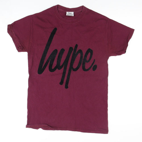 Hype Men's Burgundy Logo T-Shirt, Size S