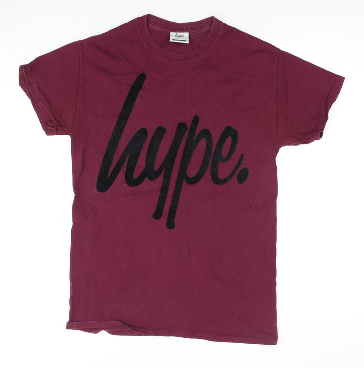 Hype Men's Burgundy Logo T-Shirt, Size S
