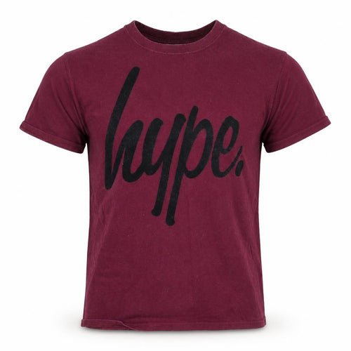 Hype Men's Burgundy Logo T-Shirt, Size S