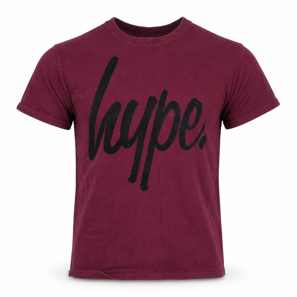 Hype Men's Burgundy Logo T-Shirt, Size S