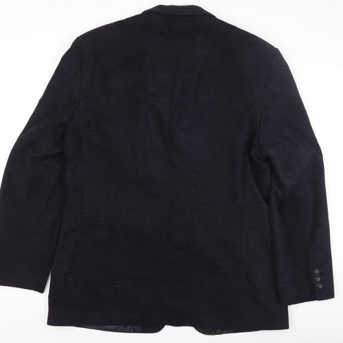 Pinstripe Black Men's Blazer 42 in Wool Single-Breasted