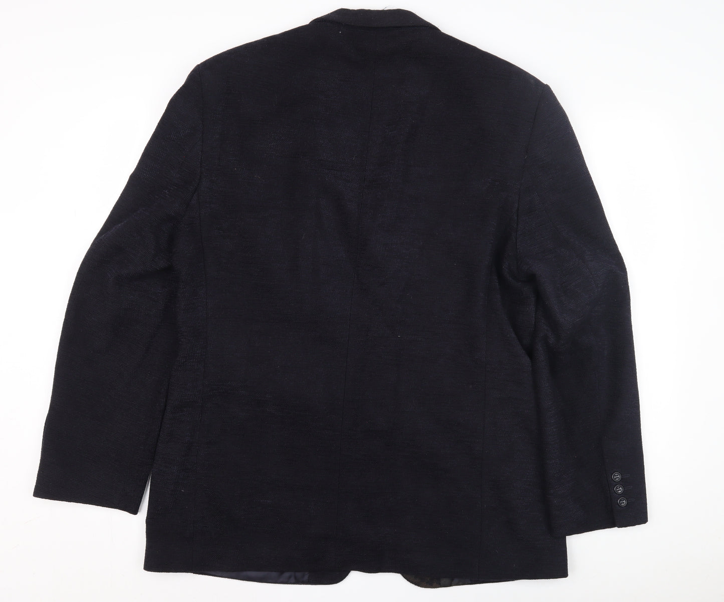 Pinstripe Black Men's Blazer 42 in Wool Single-Breasted
