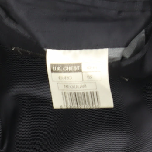 Pinstripe Black Men's Blazer 42 in Wool Single-Breasted