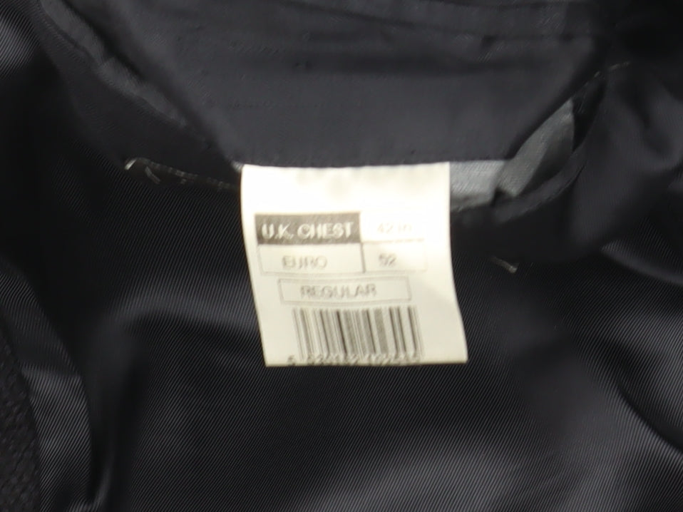 Pinstripe Black Men's Blazer 42 in Wool Single-Breasted