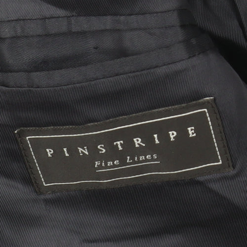 Pinstripe Black Men's Blazer 42 in Wool Single-Breasted