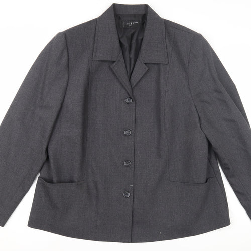 Women's Grey Wool Blazer, Size 18, Classic Business Jacket