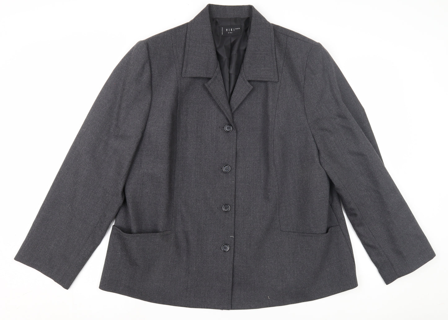 Women's Grey Wool Blazer, Size 18, Classic Business Jacket