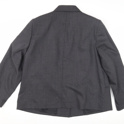 Women's Grey Wool Blazer, Size 18, Classic Business Jacket