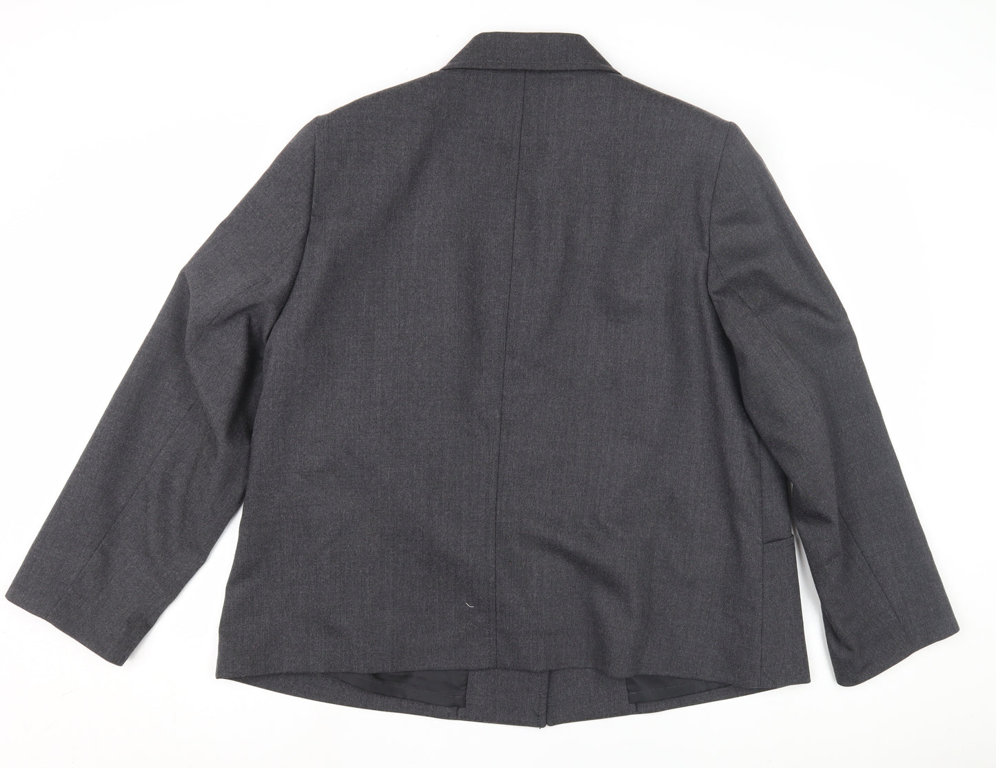 Women's Grey Wool Blazer, Size 18, Classic Business Jacket