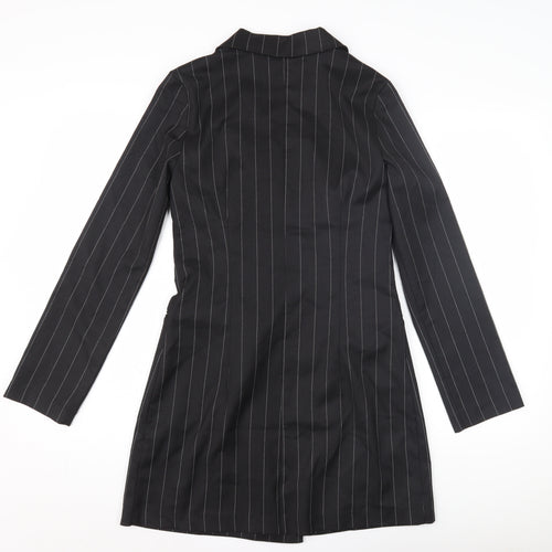 H&M Women's Black Striped Blazer Coat Size 10