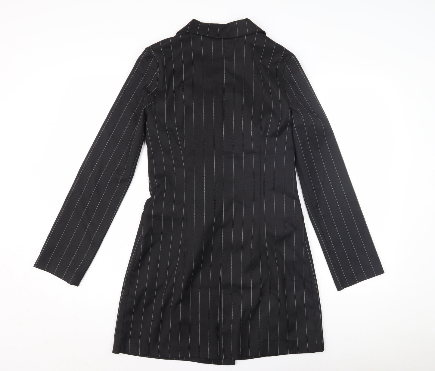 H&M Women's Black Striped Blazer Coat Size 10