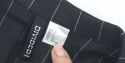 H&M Women's Black Striped Blazer Coat Size 10