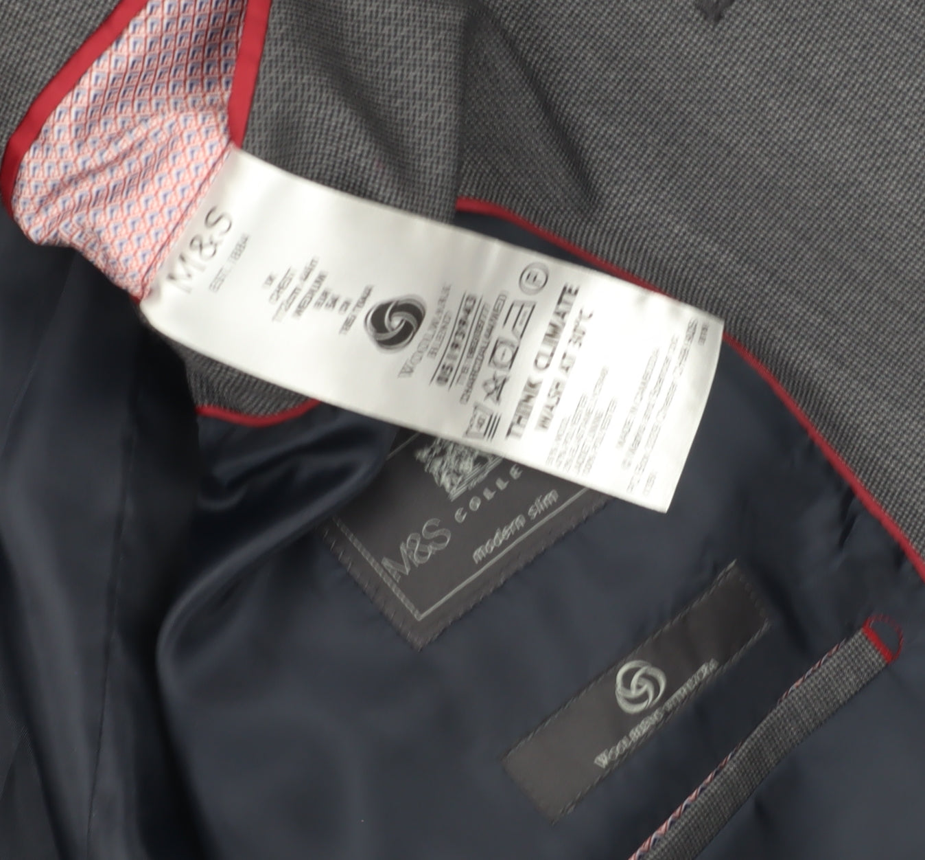 Marks and Spencer Men's Grey Slim Fit Suit Jacket 44