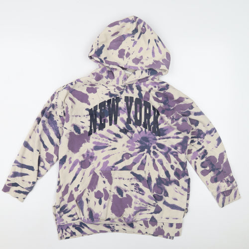 H&M Girls Purple Tie-Dye Hoodie, Size 12, Urban Style