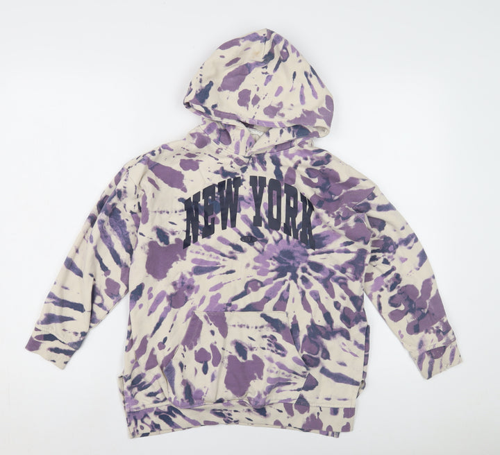 H&M Girls Purple Tie-Dye Hoodie, Size 12, Urban Style