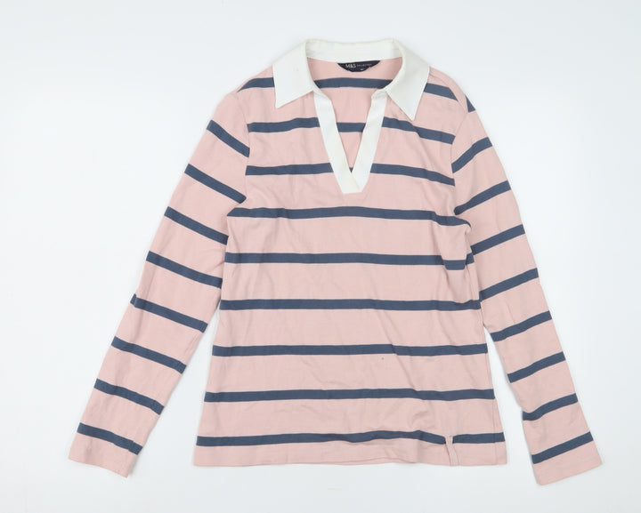 Marks and Spencer Women's Pink Polo Jersey Top Size 8