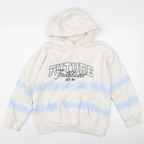 Marks and Spencer Girls White Hoodie 12-13 Years Graphic Print