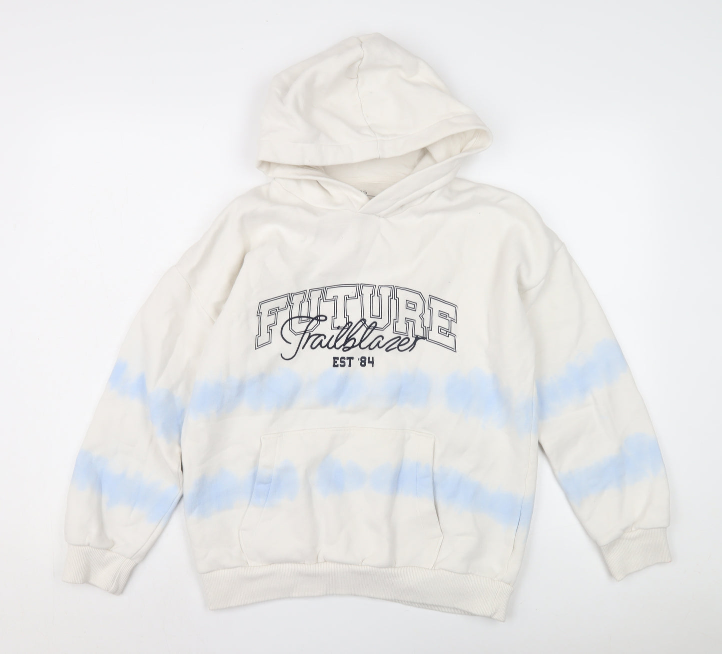 Marks and Spencer Girls White Hoodie 12-13 Years Graphic Print