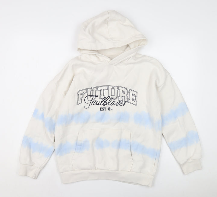 Marks and Spencer Girls White Hoodie 12-13 Years Graphic Print