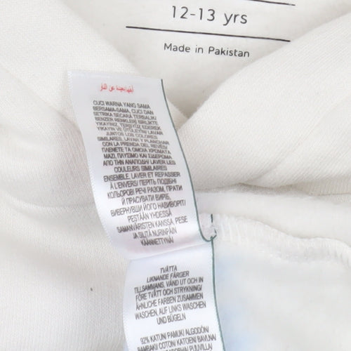 Marks and Spencer Girls White Hoodie 12-13 Years Graphic Print