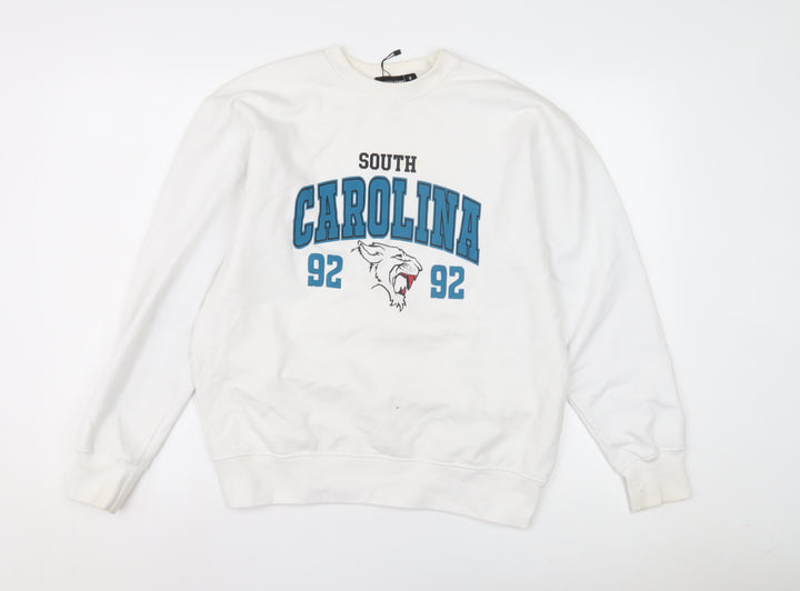 PrettyLittleThing Unisex White Graphic Sweatshirt S