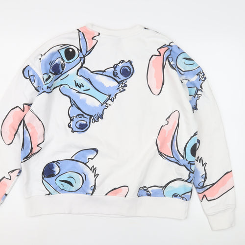 Disney White Stitch Pullover Sweatshirt, Unisex Adults Size 12