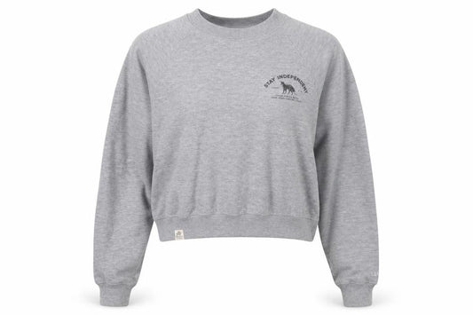 Front view of Pull&Bear Grey unisex crew neck sweatshirt, size 12
