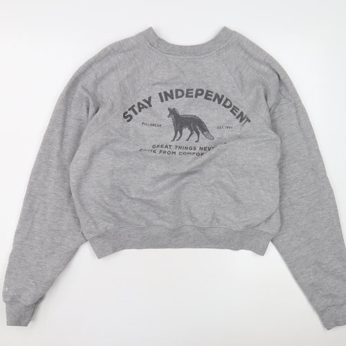 Pull&Bear Grey Unisex Crew Neck Sweatshirt Size 12