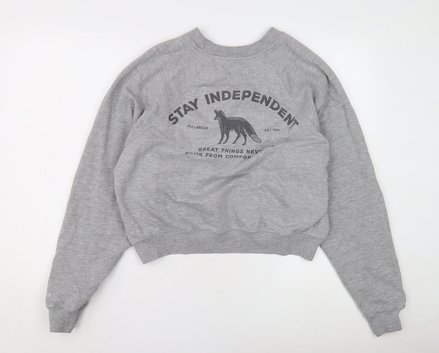 Pull&Bear Grey Unisex Crew Neck Sweatshirt Size 12