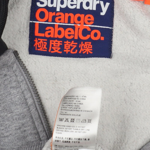 Superdry XS Grey Black Full Zip Unisex Hoodie
