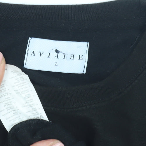 Aviaire Men's Black Crew Neck Sweatshirt, Size L