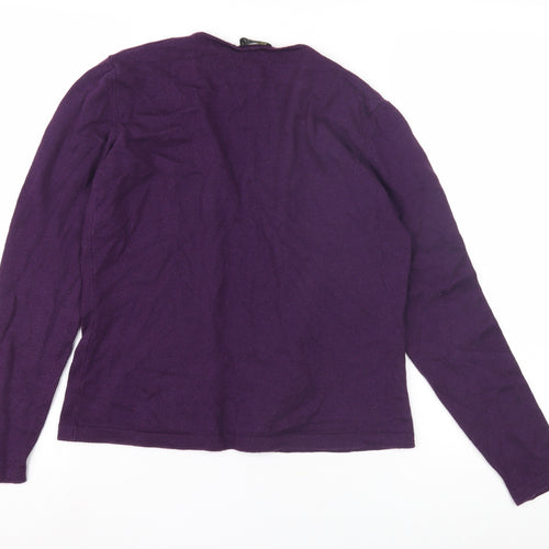 Max Mara Women's Purple Cashmere Open Front Cardigan Size 12