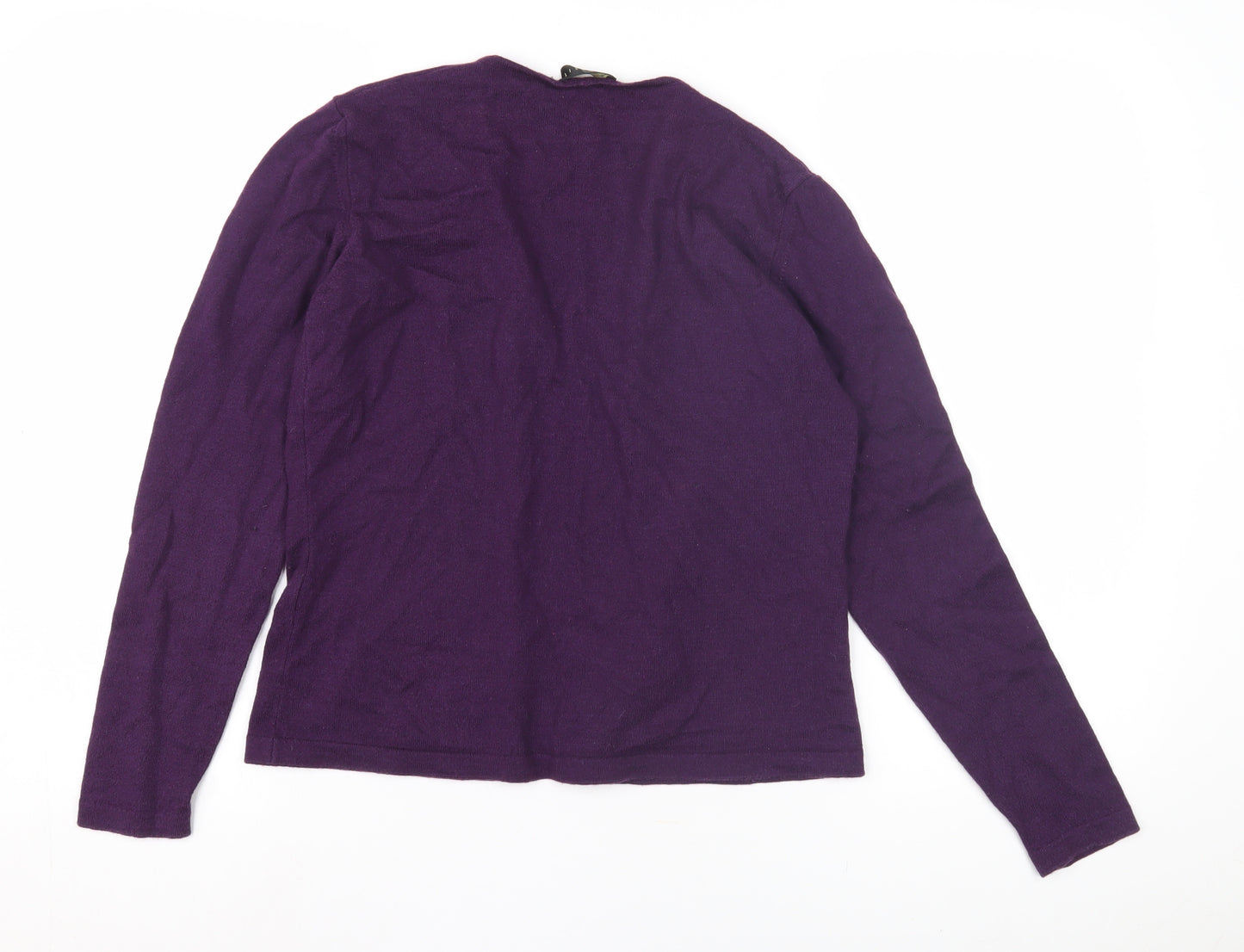 Max Mara Women's Purple Cashmere Open Front Cardigan Size 12