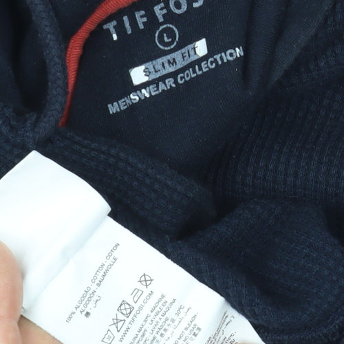 Tiffosi Men's Blue Pullover Hoodie, Slim Fit, L