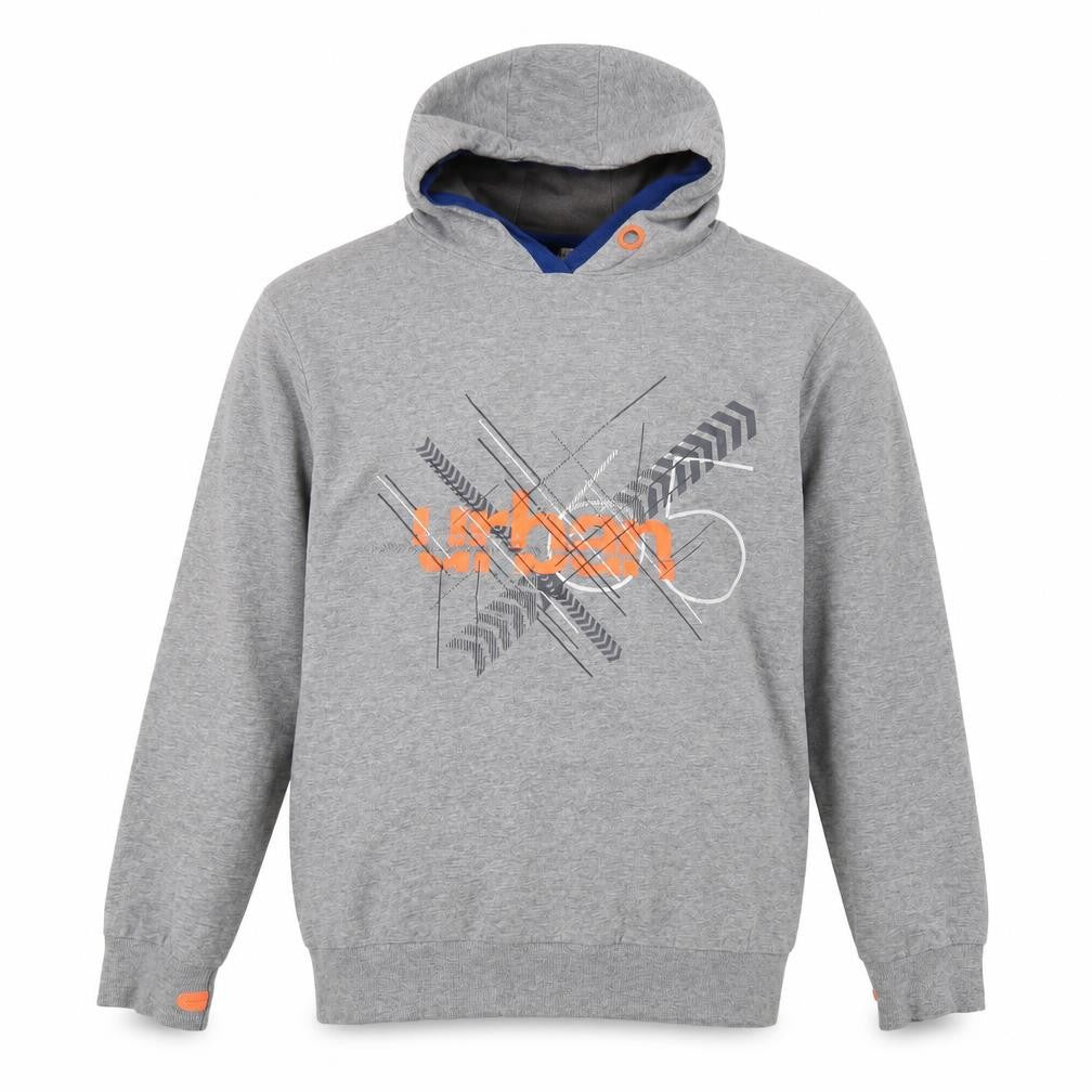 Front view of URB65 boys’ grey pullover hoodie 14-15 years urban style